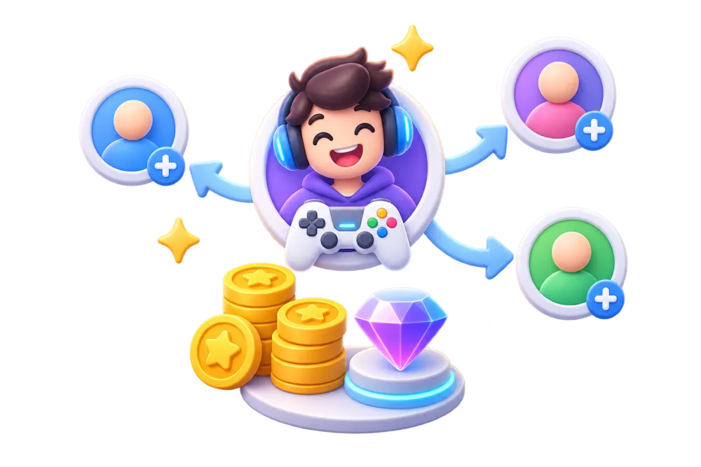 A JoyBuggy gamer referring friends and earning rewards